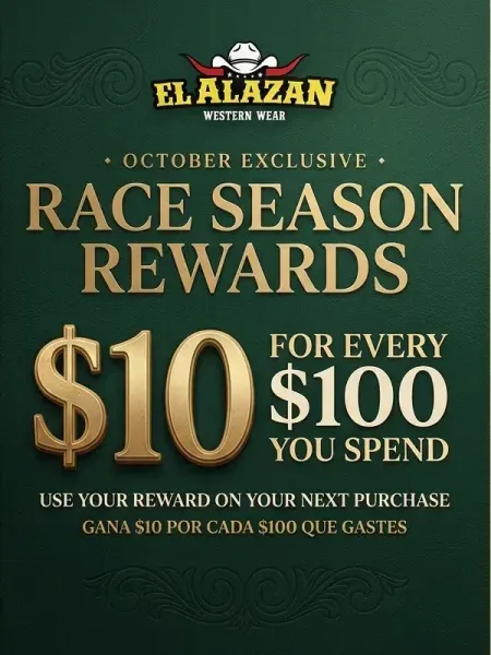 October Exclusive Race Season Rewards: $10 for every $100 you spend