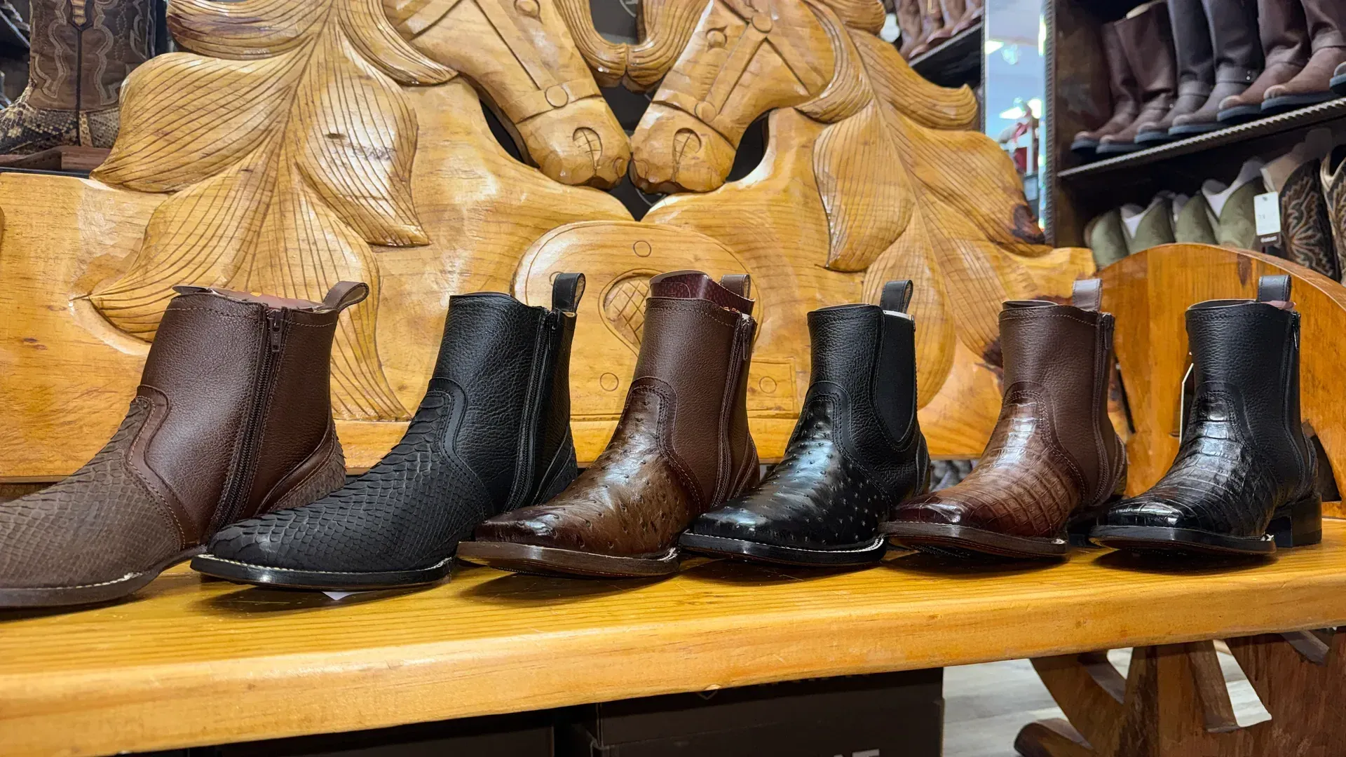 Exotic leather ankle boots