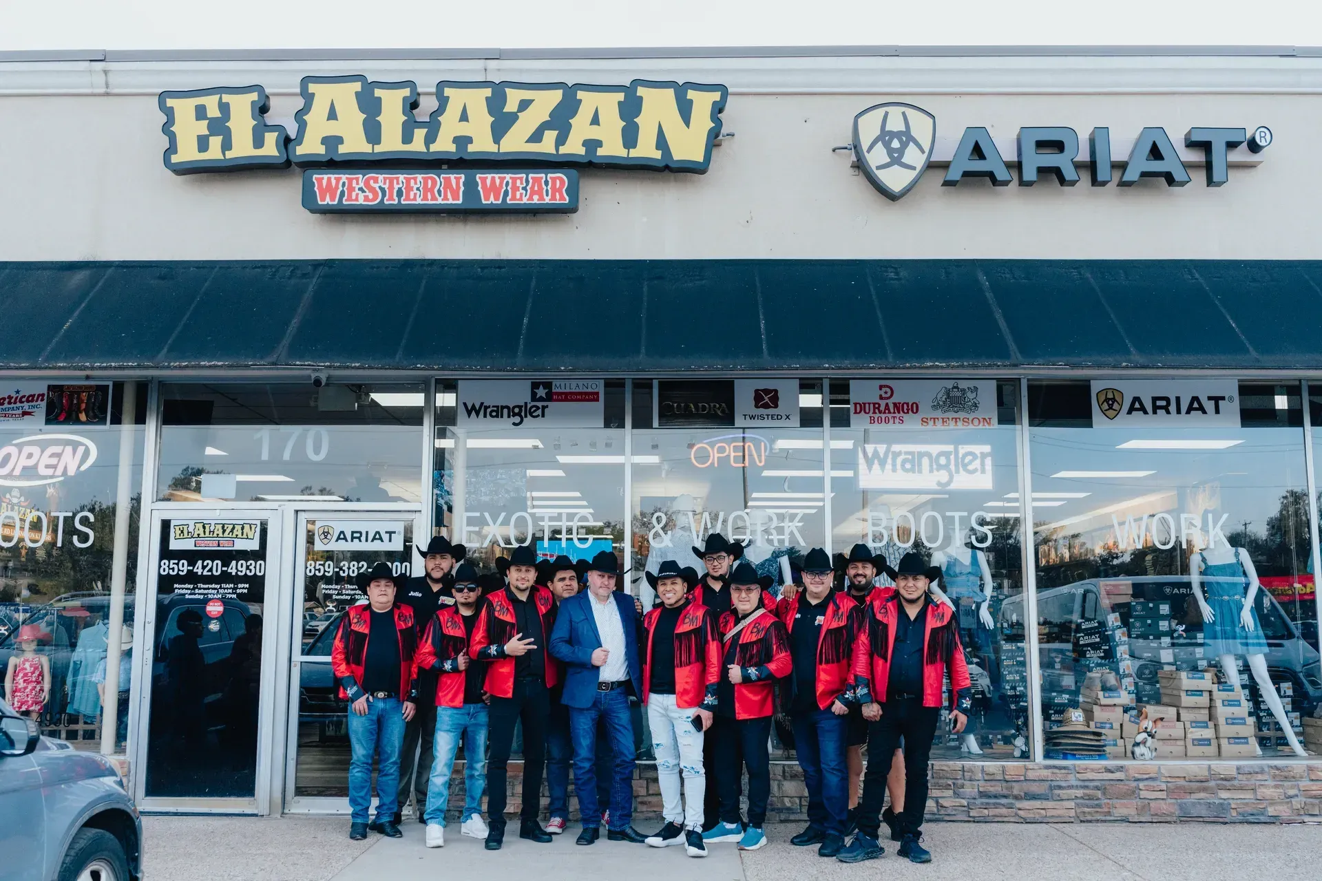 The El Alazán team outside the El Alazán and Ariat storefront