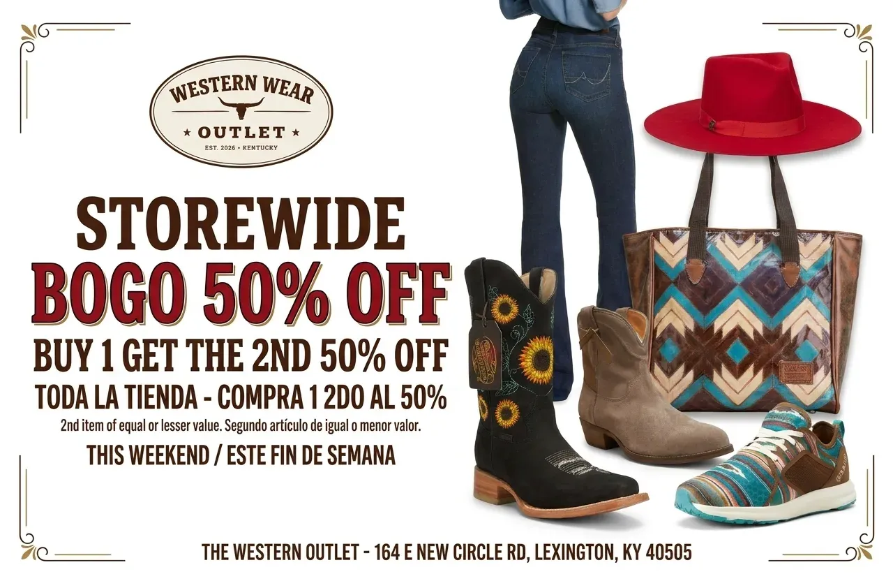 The Western Outlet store-wide BOGO 50% off: buy 1, get the 2nd 50% off